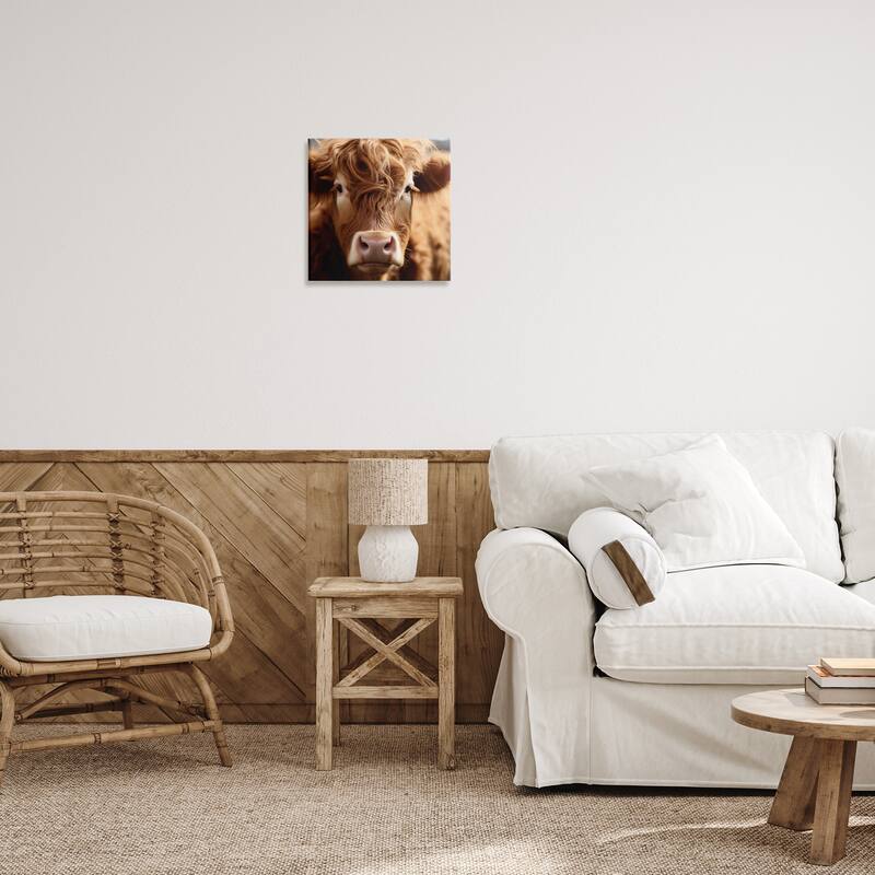 Stupell Close Up Furry Cow Portrait Canvas Wall Art Design By Heidi Kuntz