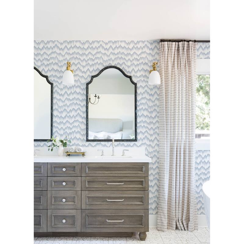 A-Street Prints Holmby Light Blue Brushstroke Zigzag Wallpaper