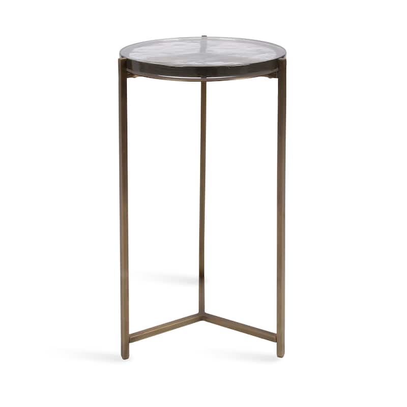 Kate and Laurel Aguilar Glass and Metal Side Table - 13x13x24 - Clear/Gold
