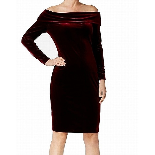 calvin klein off the shoulder red dress