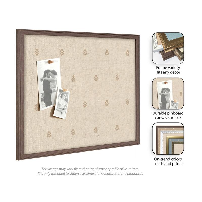 Kate and Laurel Pinboard Beige Botanical Block Print