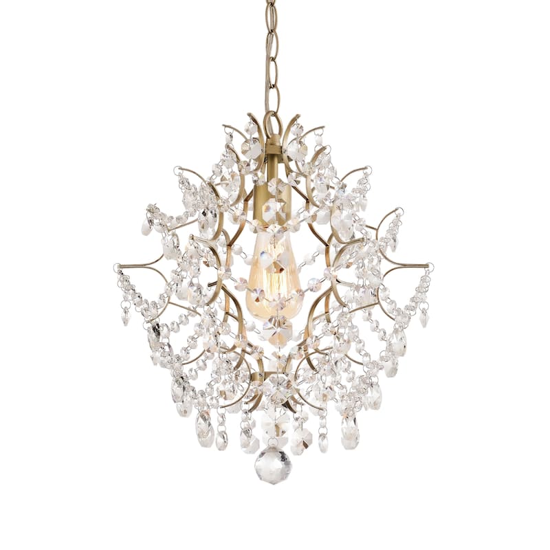 Dalia Brushed Silver-ish Champagne Single Light Mini Chandelier - 14 inches D x 16 inches H