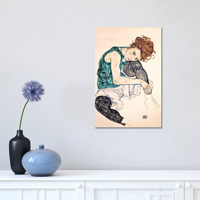 iCanvas "Seated Woman With Bent Knee II" by Egon Schiele Canvas Print - 18x12x1.5