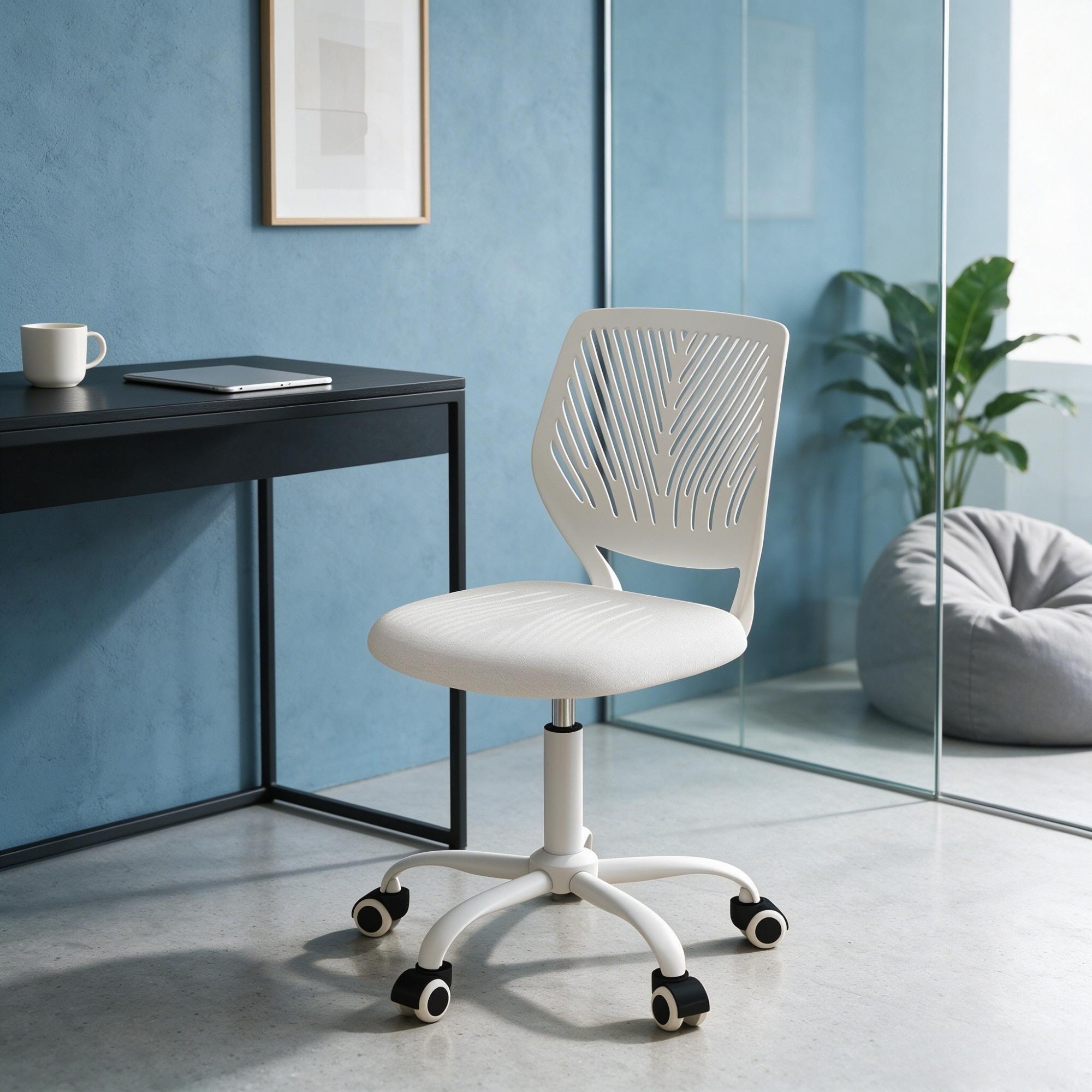 Homy Casa Kids' Adjustable Height Swivel Desk Chair with Padded Seat, Rolling Wheels and Metal Base