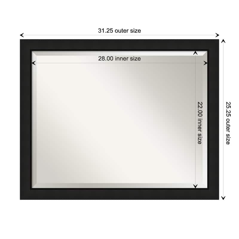 Midnight Black Narrow Beveled Wood Framed Wall Mirror - Midnight Black Narrow - Glass Size 28x22
