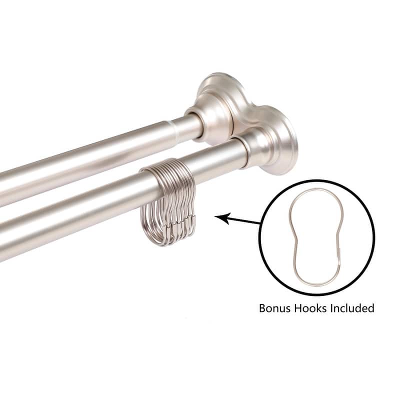 Utopia Alley Adjustable 72-Inch Double Shower Curtain Tension Rods - Rust-Proof Aluminum with Rubber End Cap