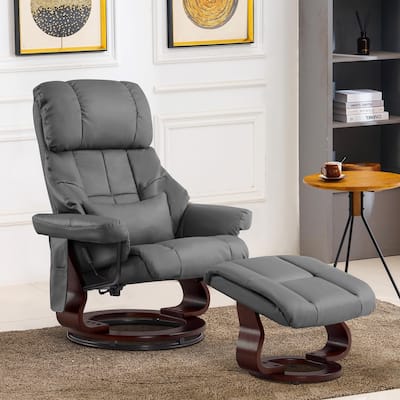 MCombo Recliner Chair with Ottoman Vibration Massag Faux Leather 9068