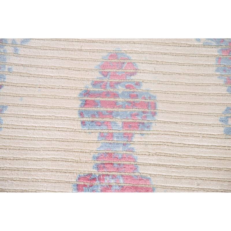 Abstract Accent Rug Hand-Knotted Striped Wool Carpet - 3'11"x 5'6"