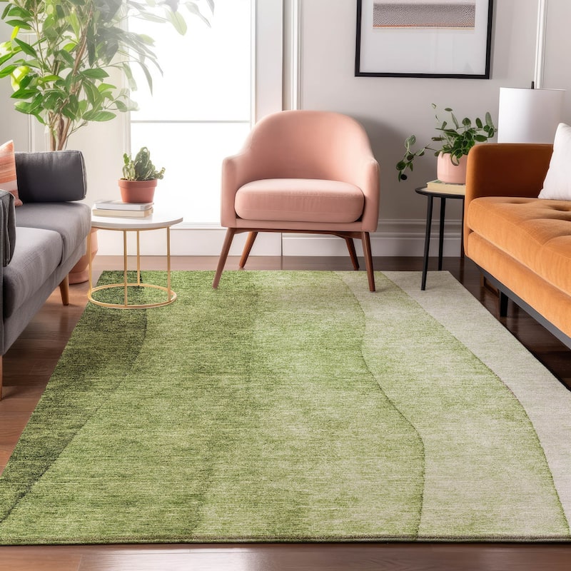 Premium Washable Super Soft Ombre Stripes Mayfield Rug - Olive - 9' x 12' - Rectangle