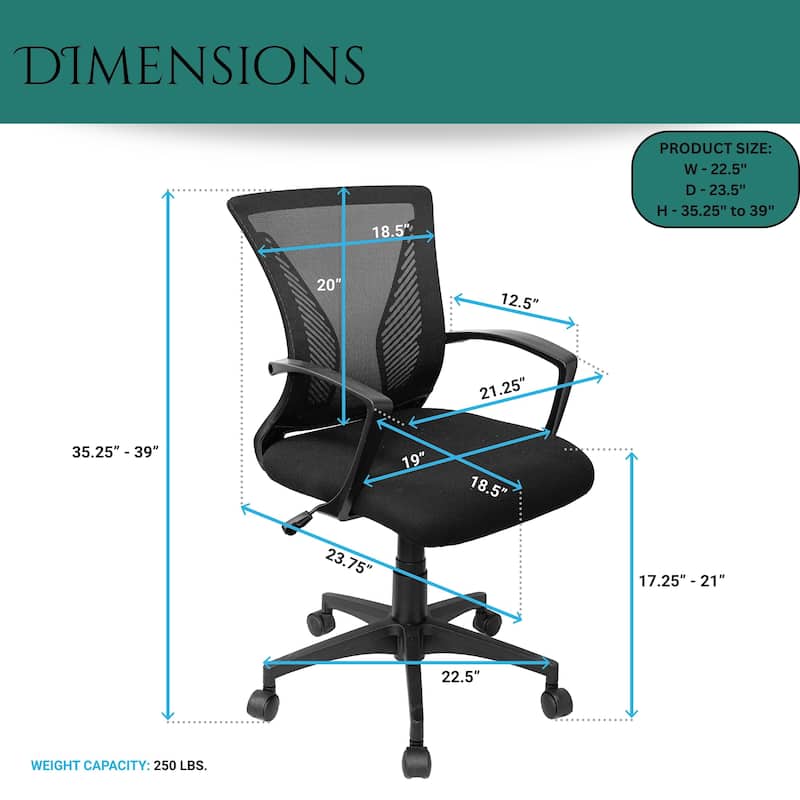 Modern Designs Black Adjustable Mesh Swivel Office Chair