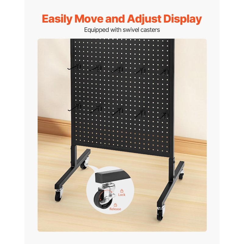 Metal Pegboard Display Stand with Hooks for Shop or Garage