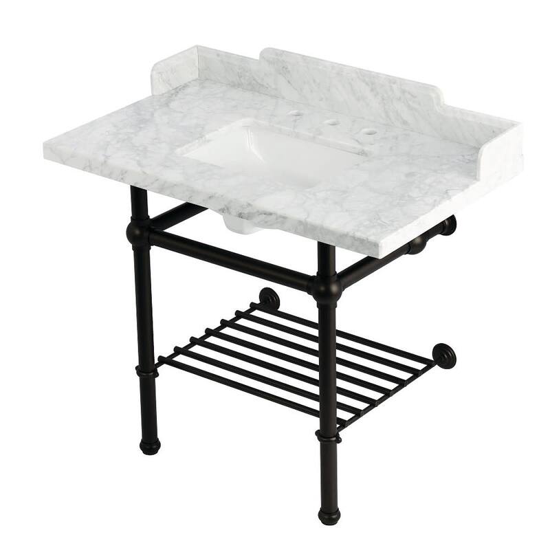 Kingston Brass LMS3630MBSQB-P-SET Pemberton 36" Rectangular Brass, - Marble White / Oil Rubbed Bronze