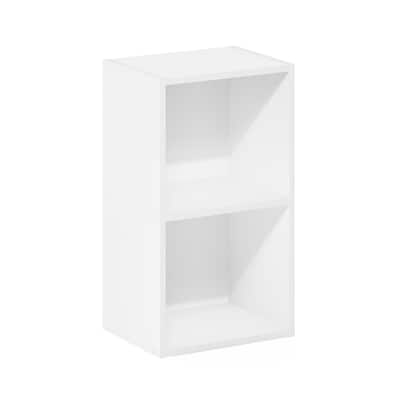 21 in. Tall White Wood 2-Shelf Bookcase