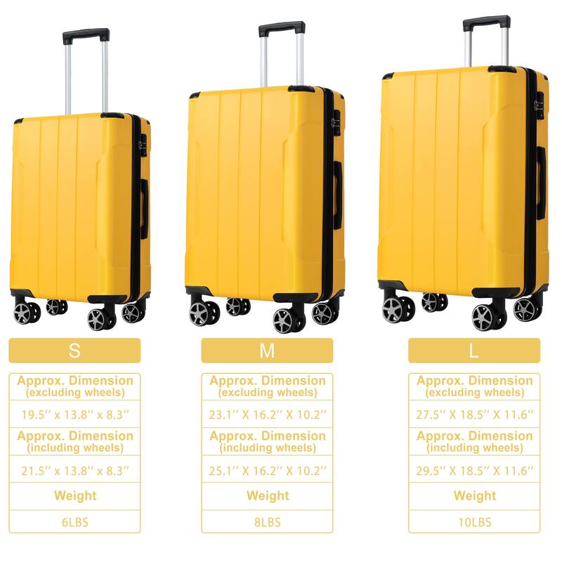 Luggage 3 Piece Sets Expandable Hardside Lightweight Suitcase with Double Spinner Wheels TSA Lock, for Men and Women
