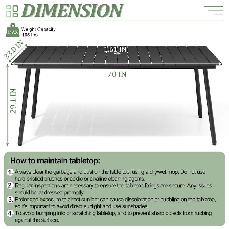 7-Piece Outdoor Aluminum Rectangular Dining Sets Table with Chairs