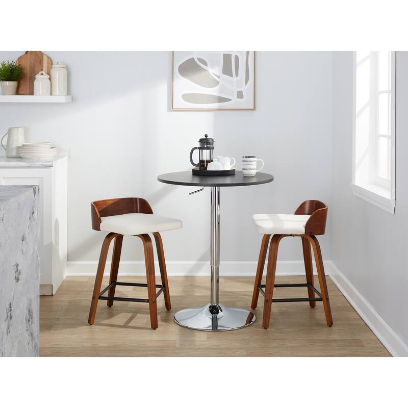 Carson Carrington Marstrand 24" Fixed-Height Counter Stool with Bent Wood Legs & Square Footrest (Set of 2)