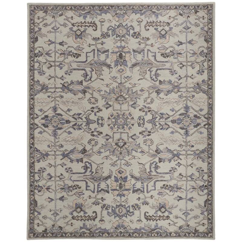 Faris Rustic Farmhouse Rug, Flora/Fauna, Gray/Golden, Accent Rug - 8' x 10' - Light Gray/Cornflower Blue/Dusty Pink