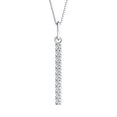 Auriya 14k Gold Ten Stone Vertical Bar 1/3ctw Diamond Necklace (H-I, I1-I2) - White H-I