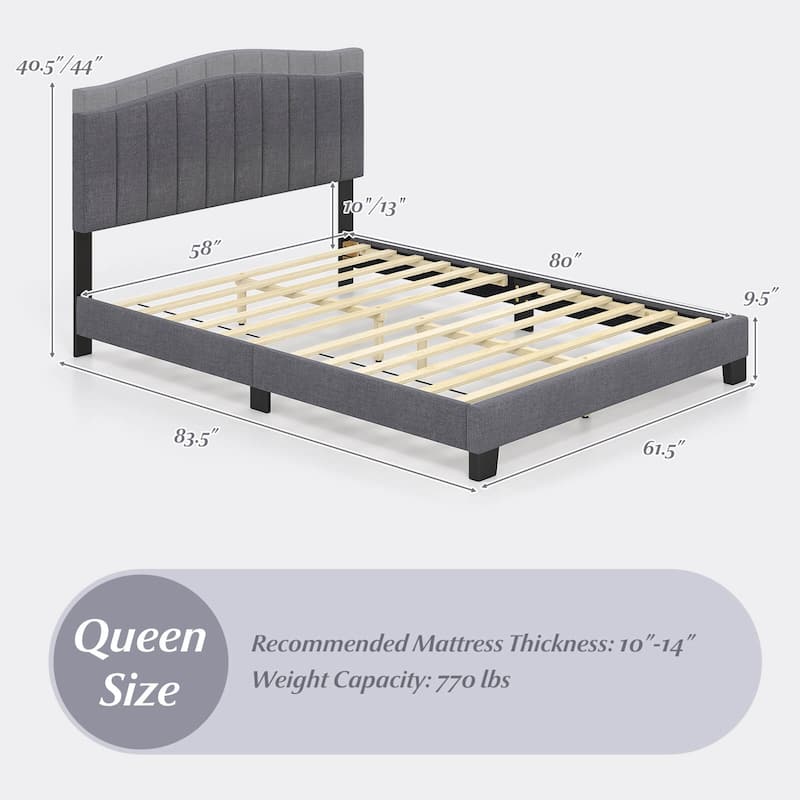 Costway Modern Upholstered Bed Frame Queen Size Platform Bed with