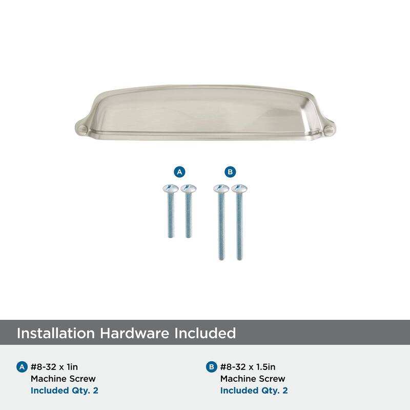 Stature 5-1/16 in (128 mm) Center-to-Center Satin Nickel Cabinet Cup Pull - 10 Pack - 5.0625