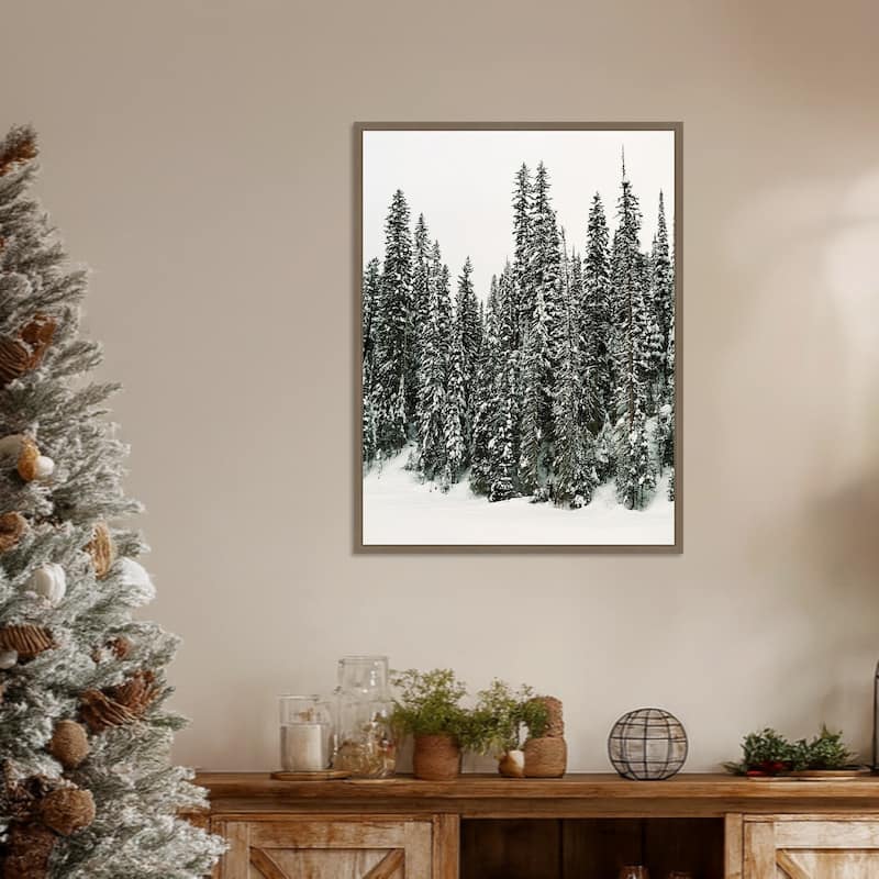 Winter Trees I by Justine Milton (23 x 30 in.), Framed Canvas Wall Art Print - Sylvie Dark Gold