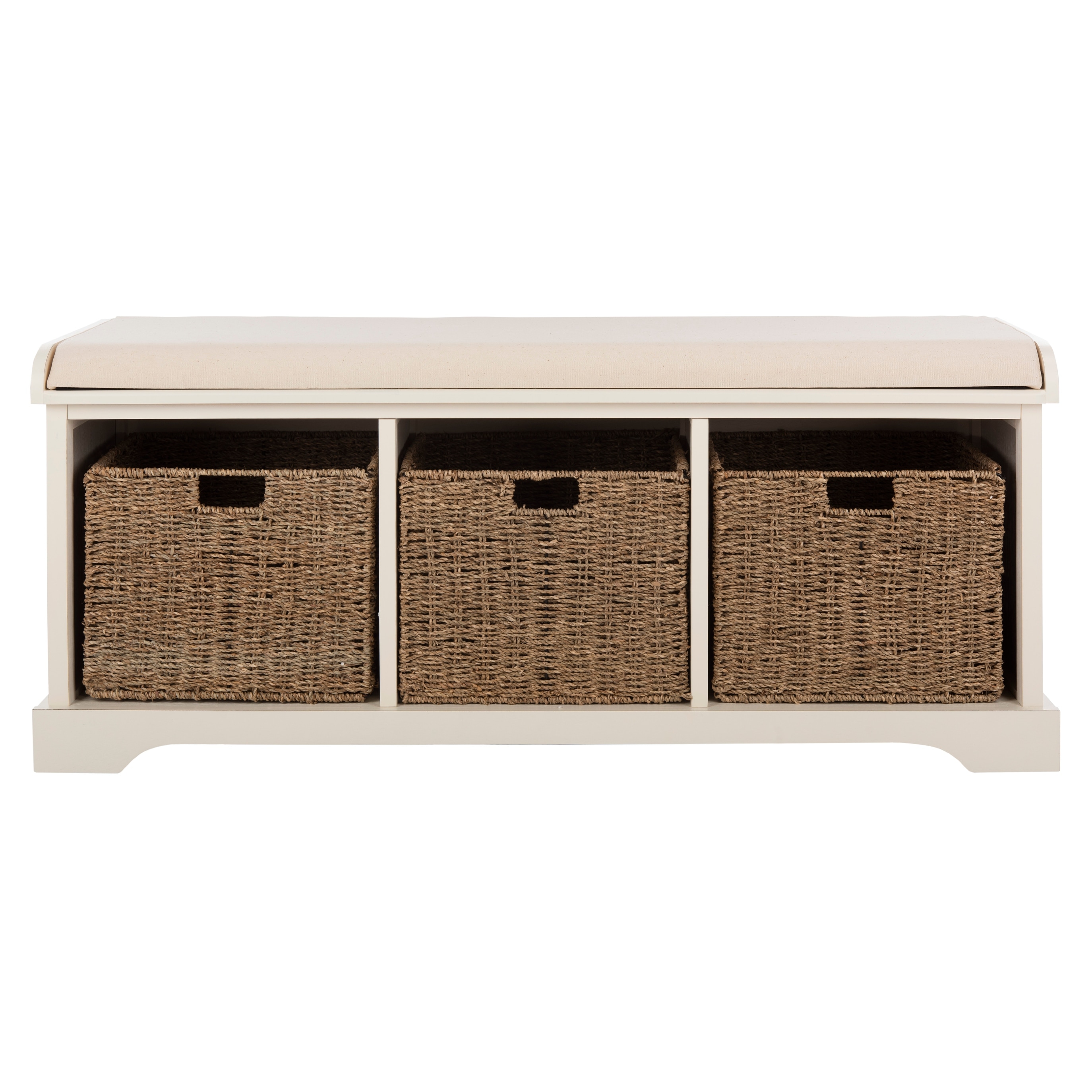 SAFAVIEH Lonan White 3 drawer Wicker Storage Bench 47