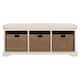 SAFAVIEH Lonan White 3-drawer Wicker Storage Bench - 47" W x 16.1" L x 19.9" H