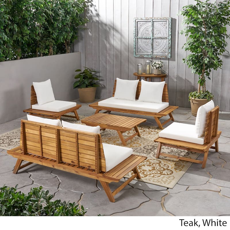 Sedona Outdoor 6 Seater Acacia Wood Chat Set by Christopher Knight Home