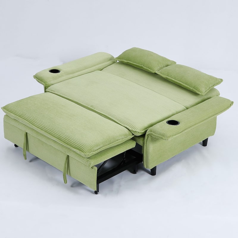 65.74-inch pink letter striped fabric multi-functional sofa bed,armrests and backrests are adjustable