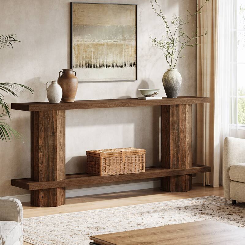 71'' Long Console Table for Entryway, Wood Sofa Table Behind Couch