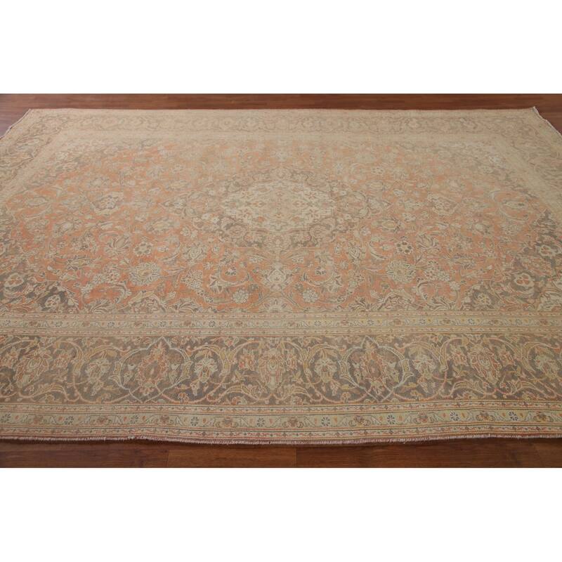 Traditional Kashan Persian Rug Hand-knotted Vintage Wool Carpet - 8'4" x 11'5"