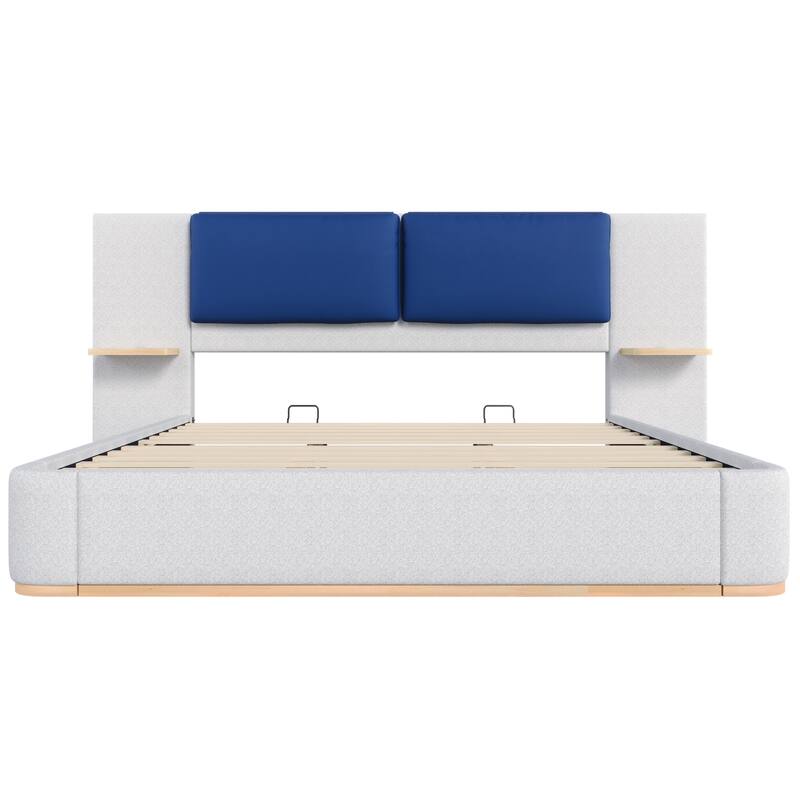 Upholstered Platform Bed with Panel, Soft Rounded Corners