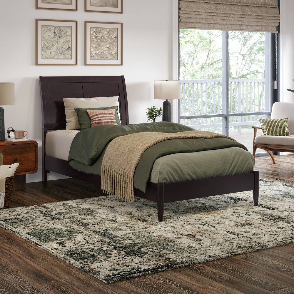 Valencia Solid Wood Low Profile Sleigh Platform Bed