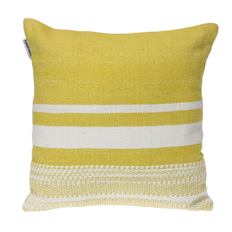 Striped Square Throw Pillow - 18" - Yellow and White