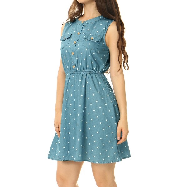 sleeveless denim shirt dress