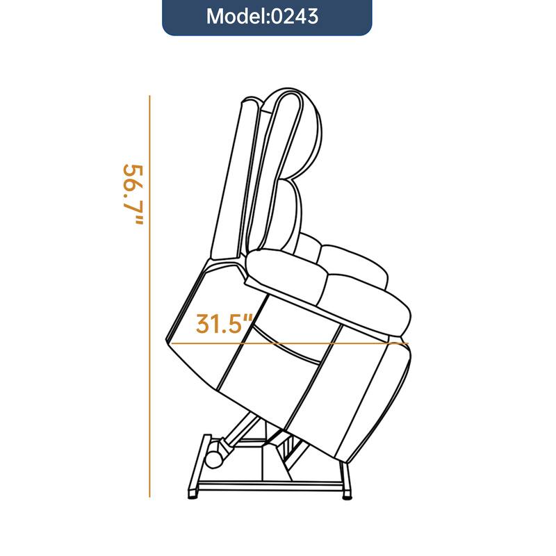 Large Electric Power Lift Recliner with Massage Heat and Dual Side Pockets