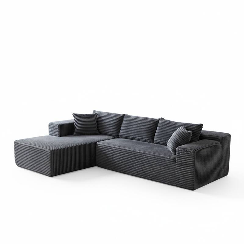 103.54" Flannel L-Shaped High-Density Modern Modular Sectional Sofa with Chaise & Pillows