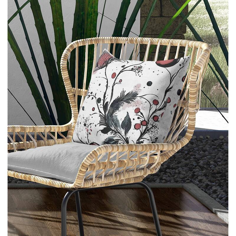 Spotted Garden Indoor/Outdoor Reversible Throw Pillow White and Pink
