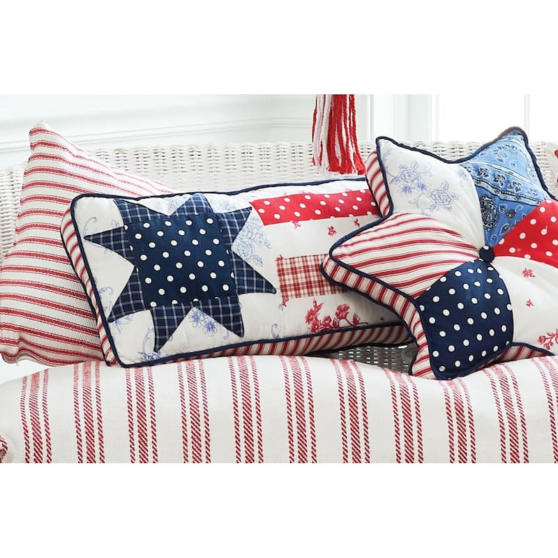 Quilted Star July Fourth 10" x 24" Throw Pillow