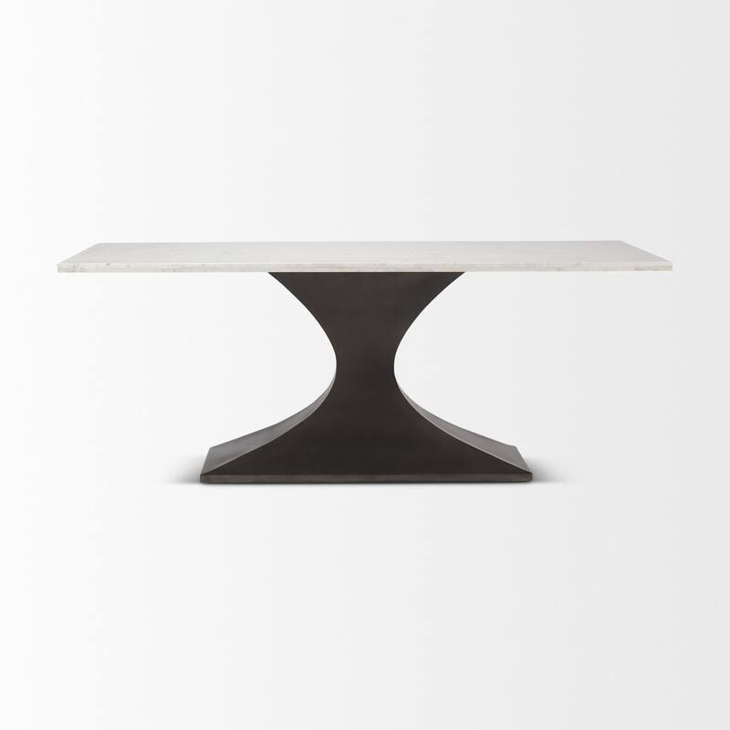 Maxton Light Brown Solid Wood w/ Black Iron Pedestal Base Rectangular Dining Table