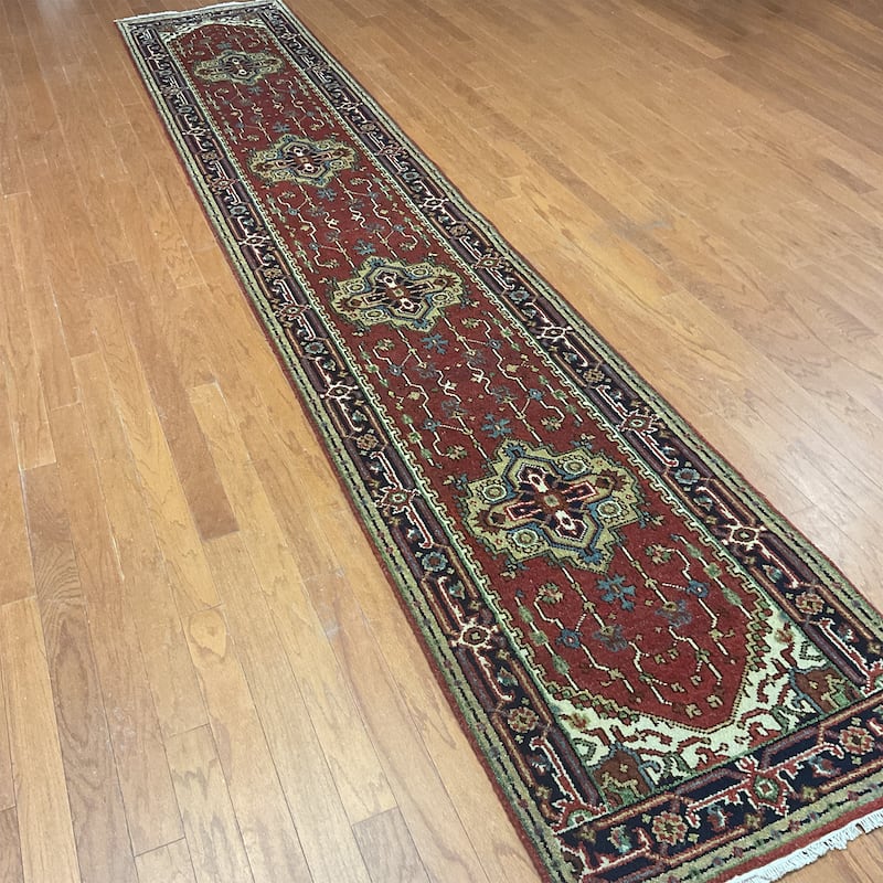 HERAT ORIENTAL Handmade Indo Serapi Wool Runner - 2'6" x 14'