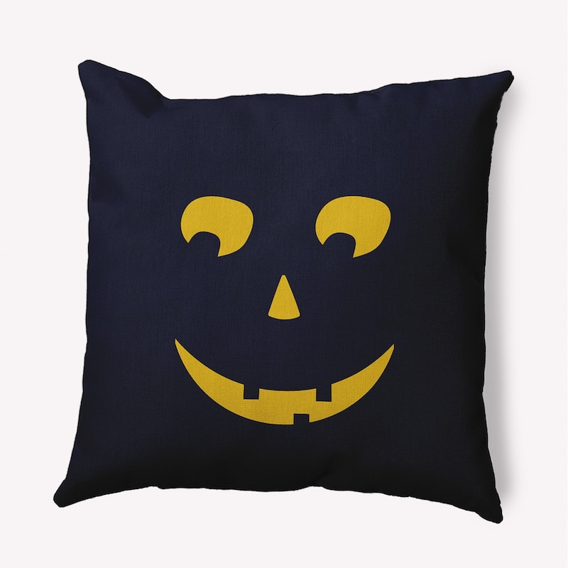 Halloween JackoLanternRight Indoor/Outdoor Throw Pillow - 16" x 16" - Navy