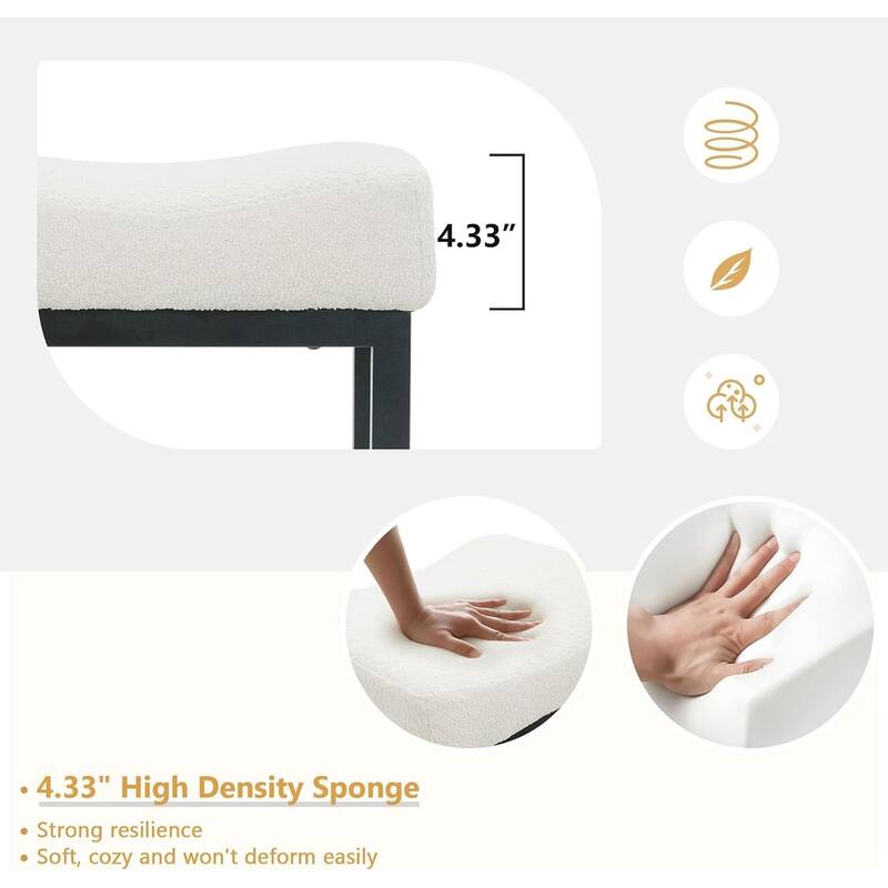 XINMICS Bar Stools, 27 Inches Modern Counter Height Bar Stools, Metal Legs Backless Upholstered Saddle Stool Chair