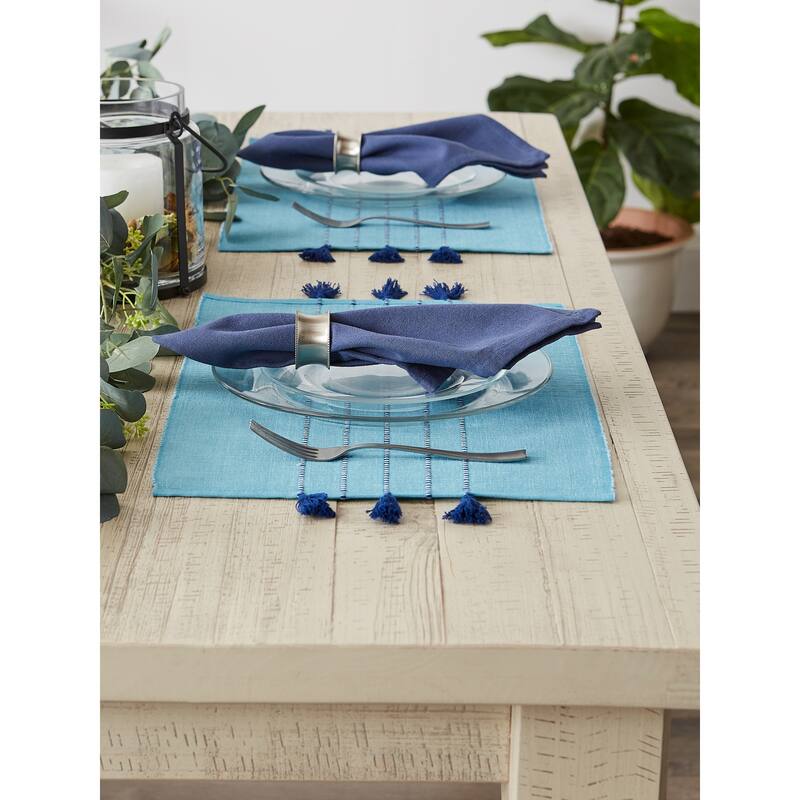 DII Natural Tonal Stripe With Fringe Placemat (Set of 6)