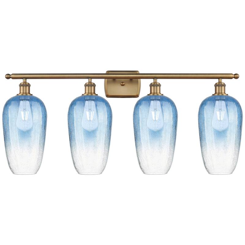 Innovations Lighting 516-4W-16-37 Brookhaven Flute Vanity Brookhaven - Brushed Brass / Sapphire Blue