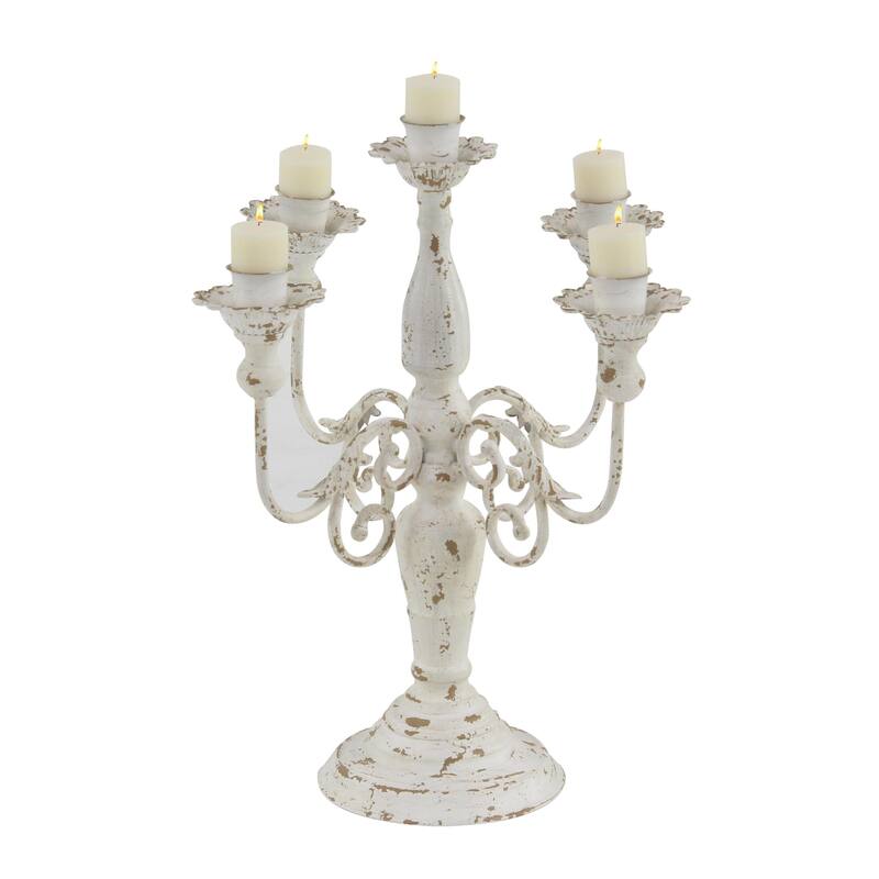 Metal Candelabra - Gray or White - Roche River Decor - White