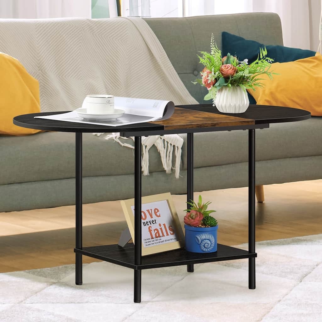 Small Coffee Table with Storage Shelf for Living Room