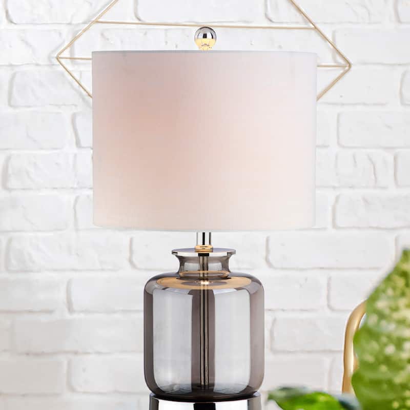 Evelyn 22" Glass LED Table Lamp, Smoked Gray by JONATHAN Y
