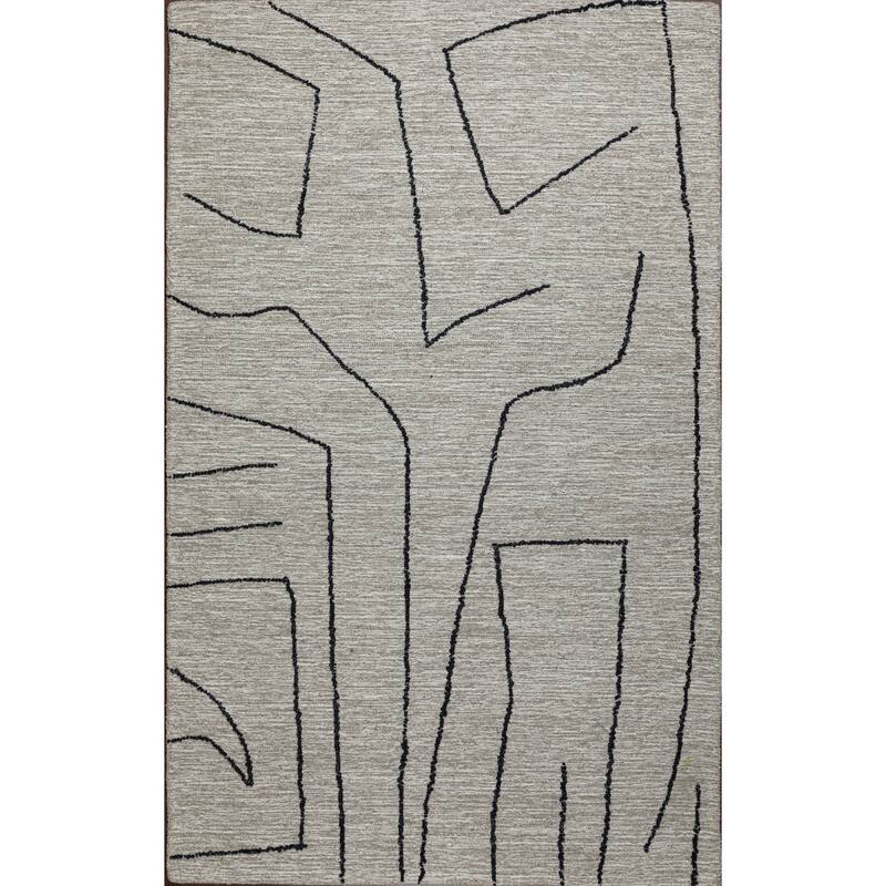 Abbey Valetta Natural, Brown, and Black Wool Handwoven Area Rug - 2' x 6' Runner