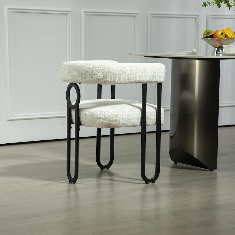 Contemporary Chenille Fabric Upholstered Accent/Dining Chair/Barrel Side Chairs Kitchen Armchair for Living Room set of 1